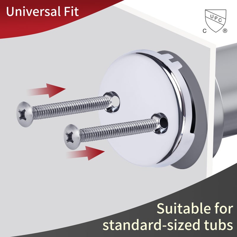 PRIMSOPH Two Hole Overflow Faceplate Tub Drain Trim Kit Conversion Kit Assembly Universal Fine Coarse Thread Replacement Chrome - Image 3
